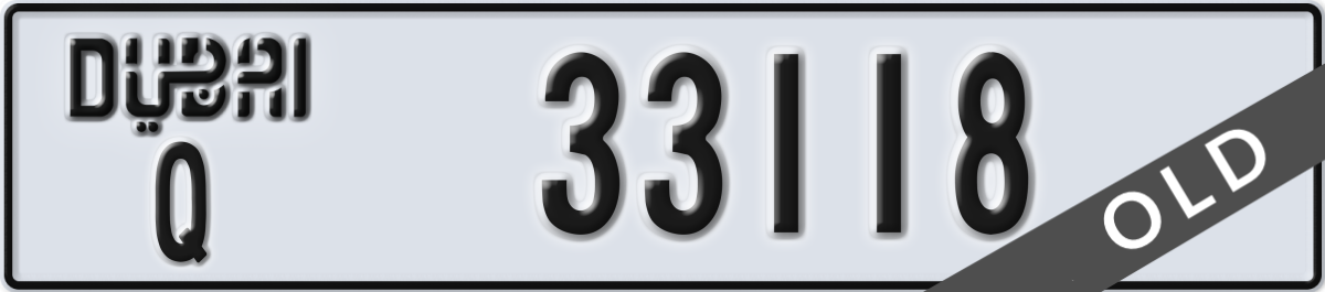 dubai License Plate Number 33118 Code Q
