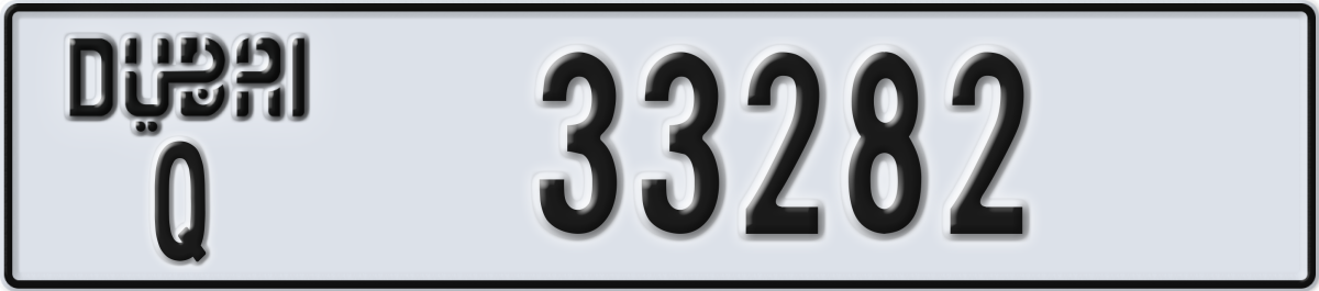 dubai License Plate Number 33282 Code Q