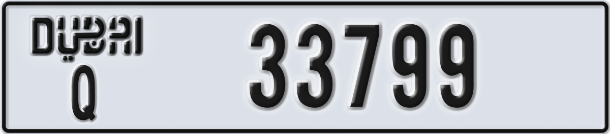 dubai License Plate Number 33799 Code Q