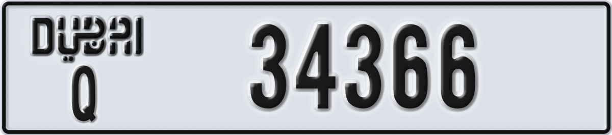 dubai License Plate Number 34366 Code Q