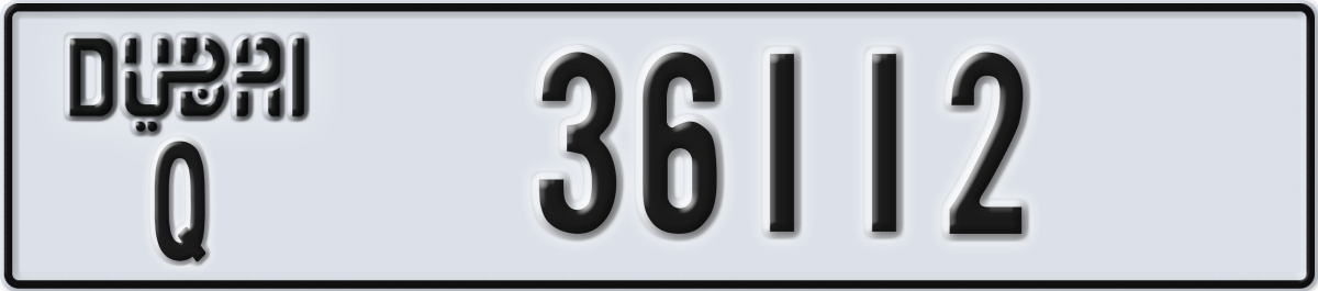 dubai License Plate Number 36112 Code Q