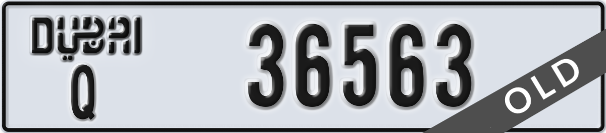 dubai License Plate Number 36563 Code Q