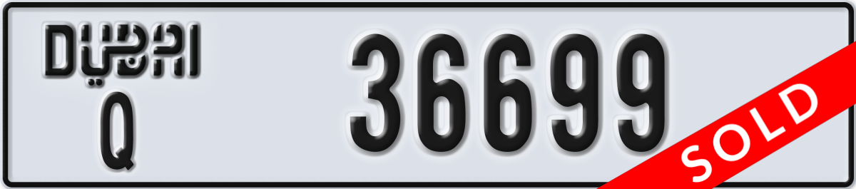 dubai License Plate Number 36699 Code Q