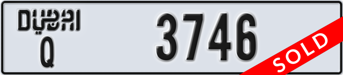 dubai License Plate Number 3746 Code Q
