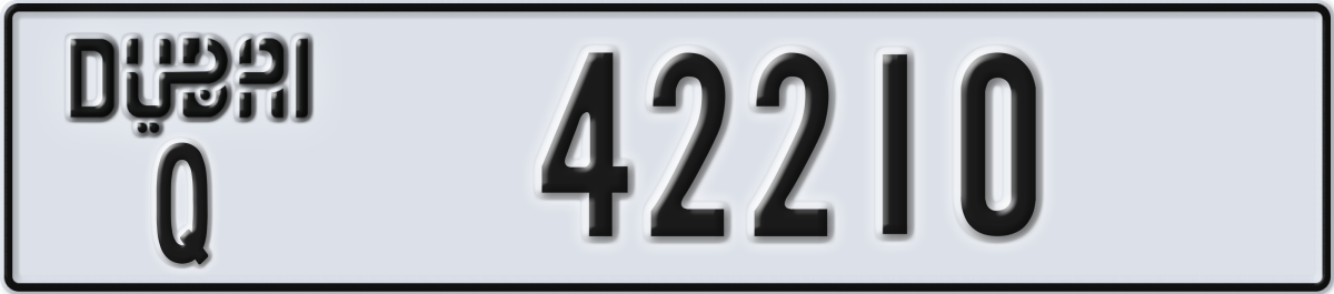 dubai License Plate Number 42210 Code Q