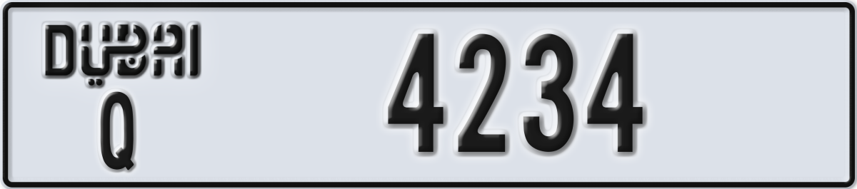 dubai License Plate Number 4234 Code Q