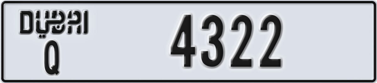 dubai License Plate Number 4322 Code Q