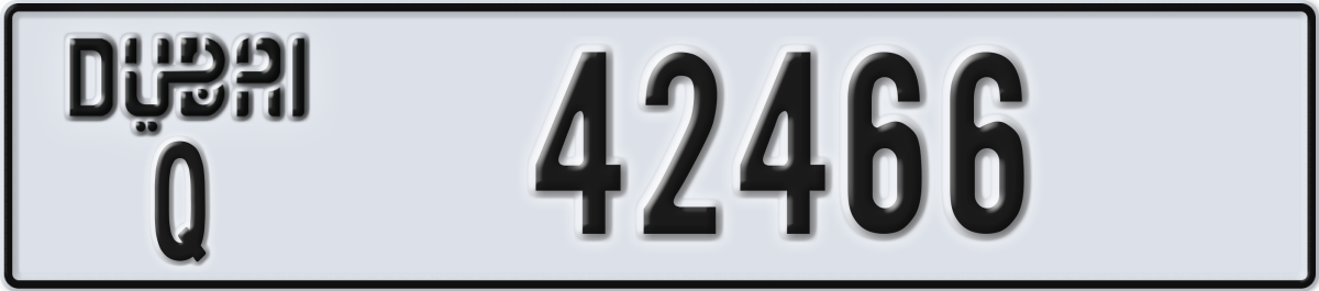 dubai License Plate Number 42466 Code Q