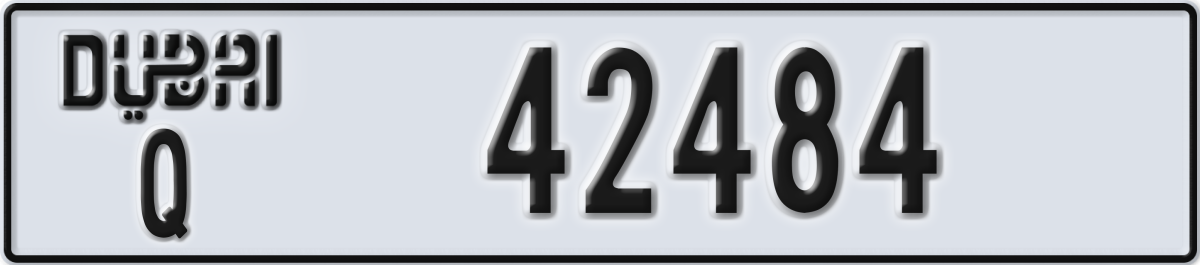 dubai License Plate Number 42484 Code Q