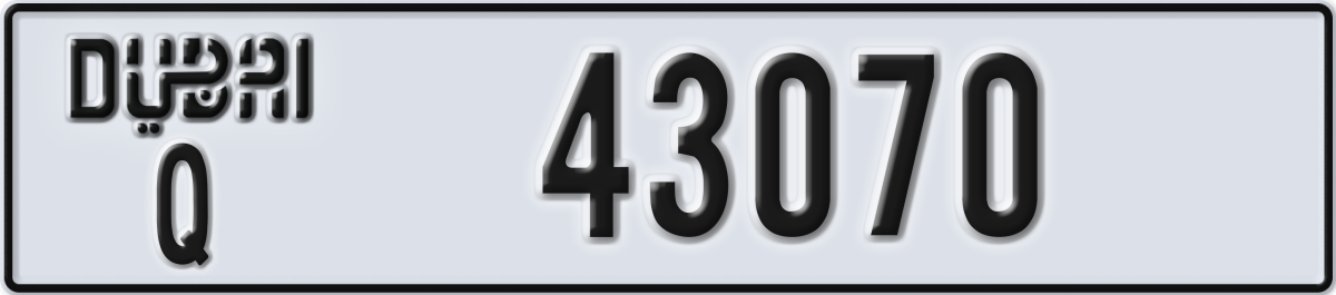 dubai License Plate Number 43070 Code Q