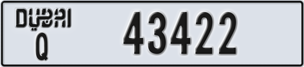 dubai License Plate Number 43422 Code Q
