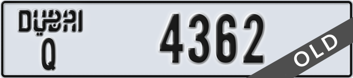 dubai License Plate Number 4362 Code Q