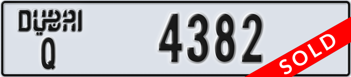 dubai License Plate Number 4382 Code Q
