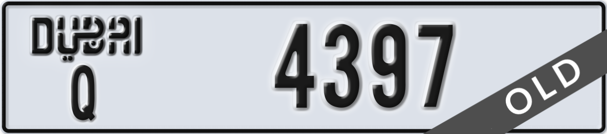 dubai License Plate Number 4397 Code Q