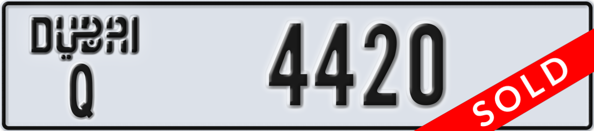 dubai License Plate Number 4420 Code Q