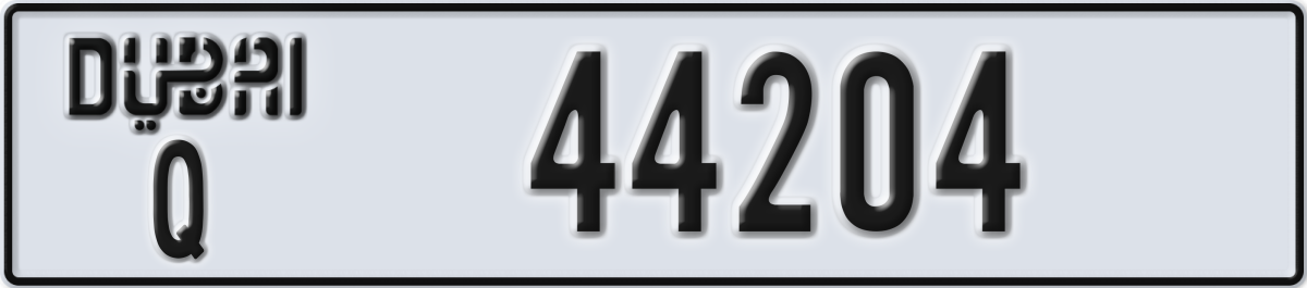 dubai License Plate Number 44204 Code Q