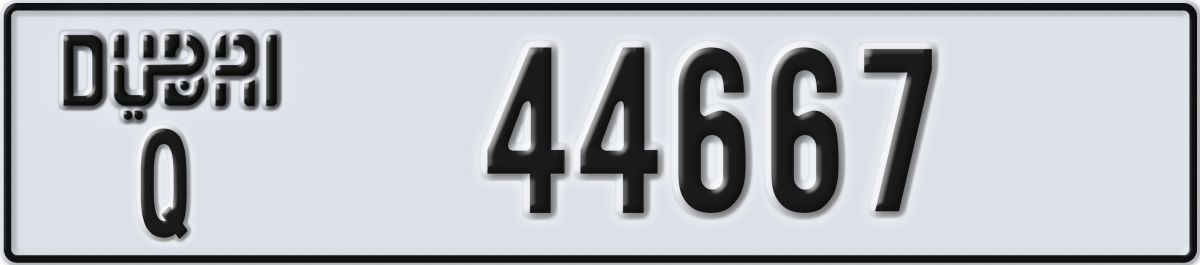 dubai License Plate Number 44667 Code Q