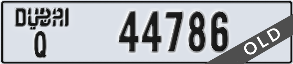 dubai License Plate Number 44786 Code Q