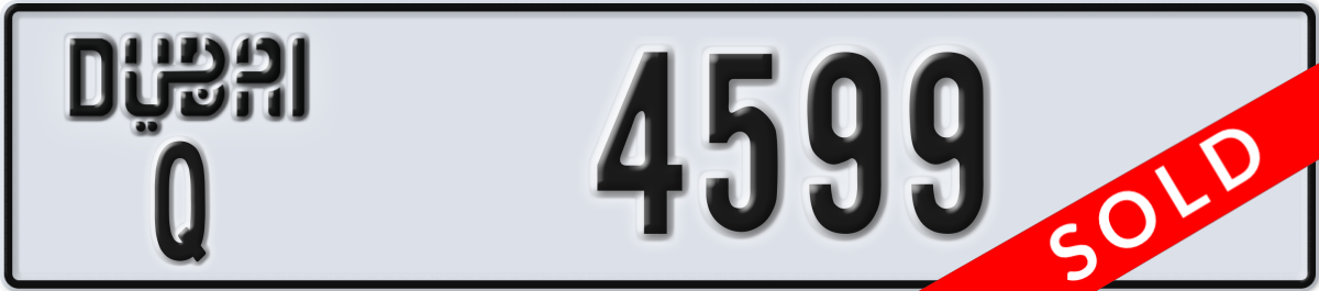 dubai License Plate Number 4599 Code Q
