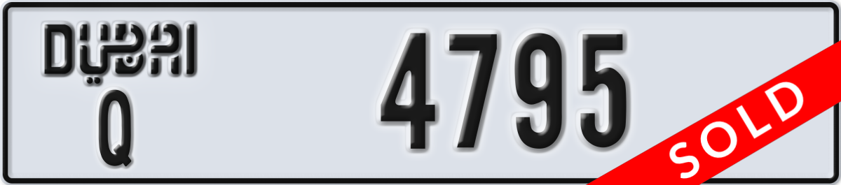 dubai License Plate Number 4795 Code Q