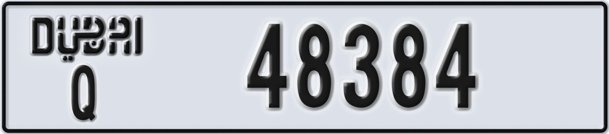 dubai License Plate Number 48384 Code Q