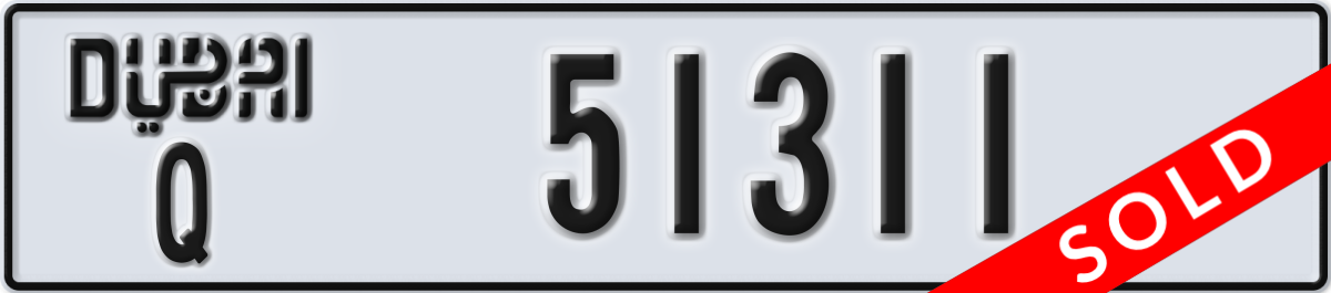 dubai License Plate Number 51311 Code Q