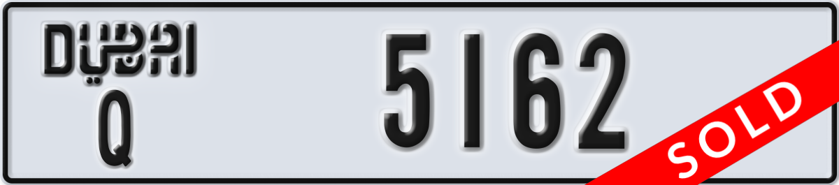 dubai License Plate Number 5162 Code Q