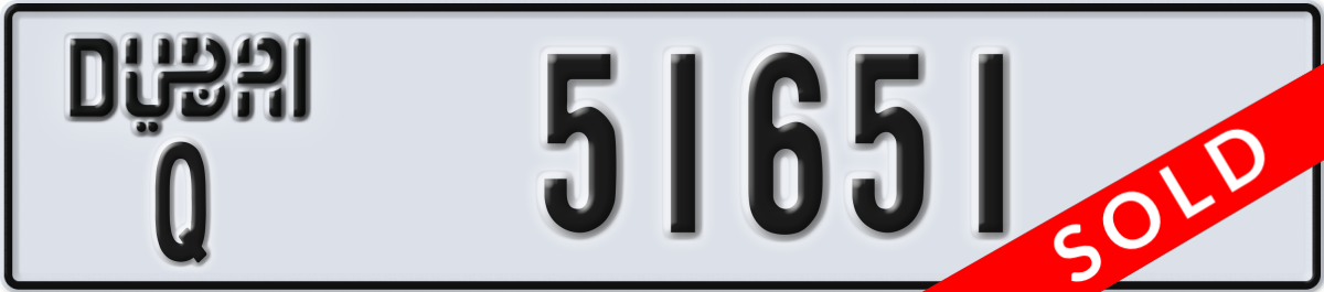 dubai License Plate Number 51651 Code Q