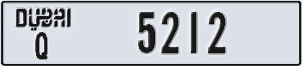 dubai License Plate Number 5212 Code Q