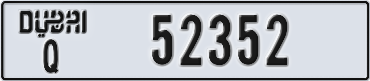 dubai License Plate Number 52352 Code Q