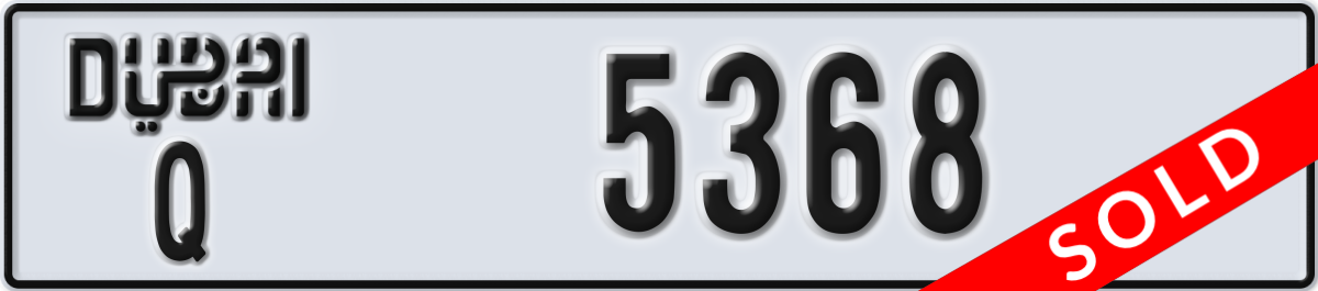 dubai License Plate Number 5368 Code Q