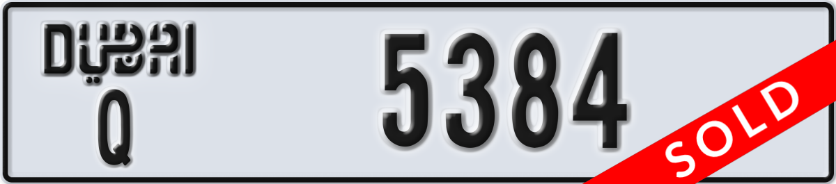 dubai License Plate Number 5384 Code Q