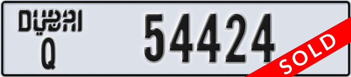 dubai License Plate Number 54424 Code Q