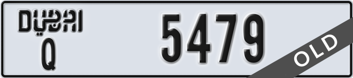 dubai License Plate Number 5479 Code Q