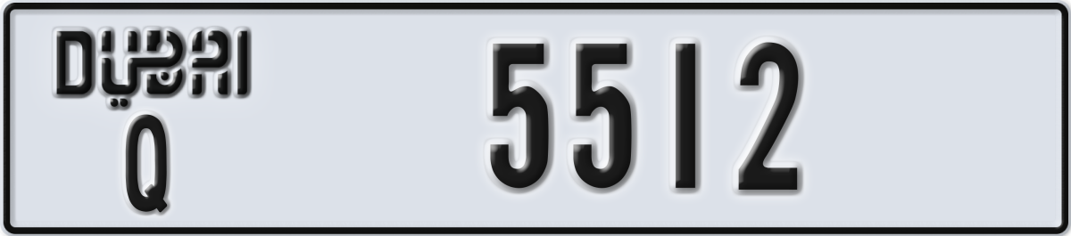 dubai License Plate Number 5512 Code Q