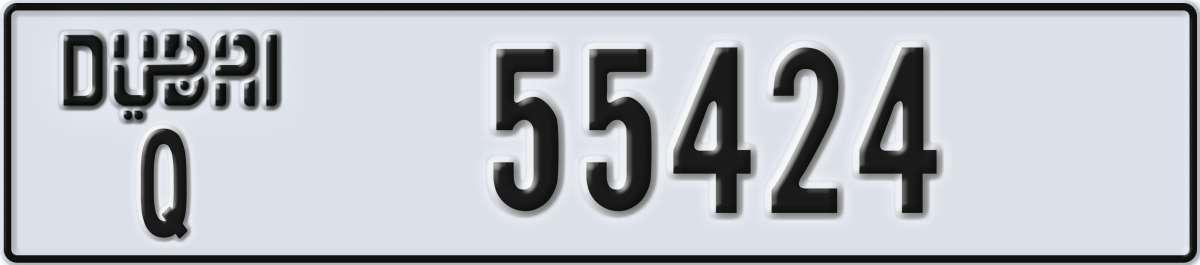 dubai License Plate Number 55424 Code Q