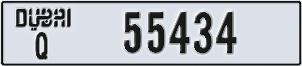 dubai License Plate Number 55434 Code Q