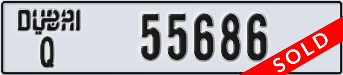 dubai License Plate Number 55686 Code Q