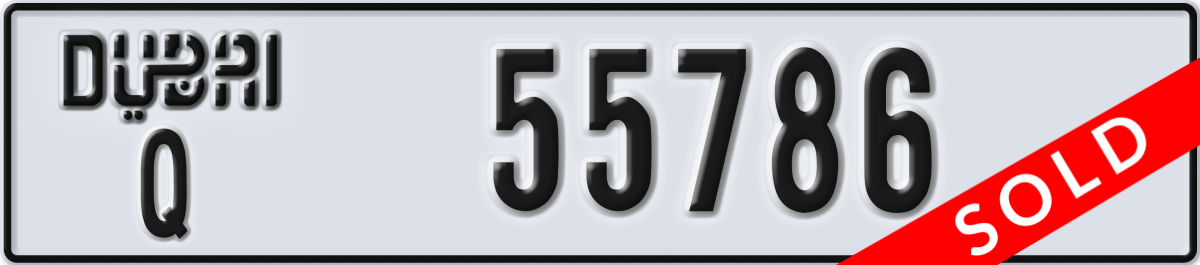 dubai License Plate Number 55786 Code Q