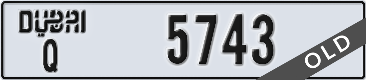 dubai License Plate Number 5743 Code Q