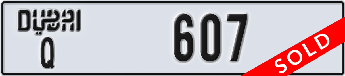 dubai License Plate Number 607 Code Q