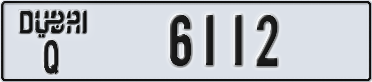 dubai License Plate Number 6112 Code Q