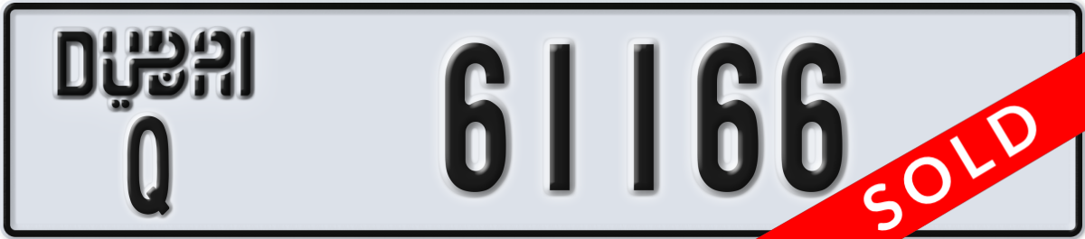 dubai License Plate Number 61166 Code Q