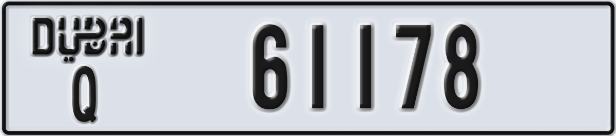 dubai License Plate Number 61178 Code Q