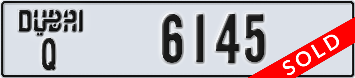 dubai License Plate Number 6145 Code Q