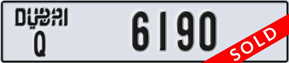 dubai License Plate Number 6190 Code Q