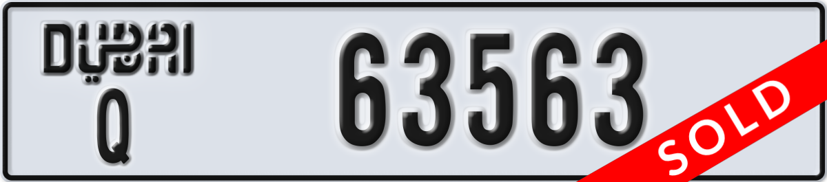 dubai License Plate Number 63563 Code Q