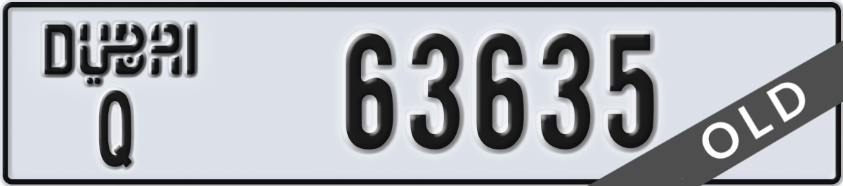 dubai License Plate Number 63635 Code Q