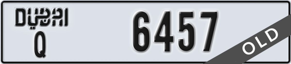 dubai License Plate Number 6457 Code Q