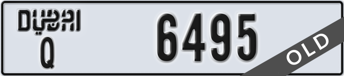 dubai License Plate Number 6495 Code Q